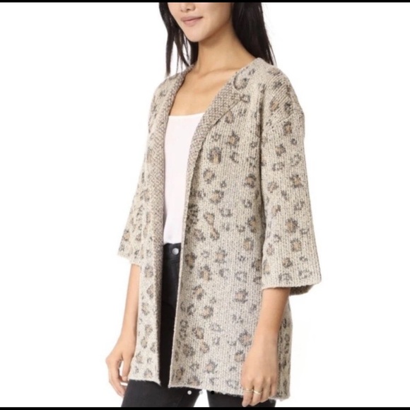 Anthropologie Cupcakes And Cashmere Animal Print Leopard Open Cardigan - Picture 2 of 5